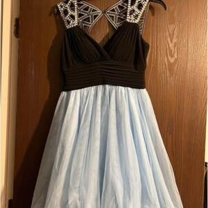 Elegant Black and Blue Evening Dress